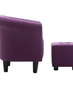 vidaXL 2 Piece Armchair and Stool Set Purple Fabric