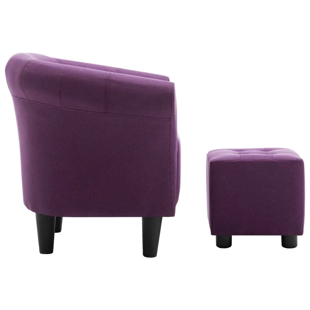 vidaXL 2 Piece Armchair and Stool Set Purple Fabric