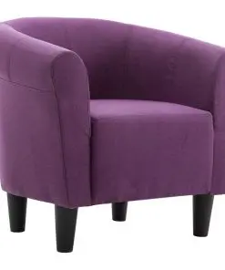 vidaXL 2 Piece Armchair and Stool Set Purple Fabric