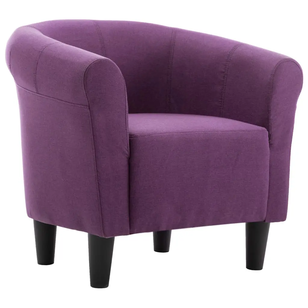 vidaXL 2 Piece Armchair and Stool Set Purple Fabric