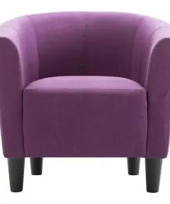 vidaXL 2 Piece Armchair and Stool Set Purple Fabric