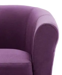 vidaXL 2 Piece Armchair and Stool Set Purple Fabric