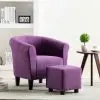 vidaXL 2 Piece Armchair and Stool Set Purple Fabric