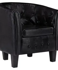 vidaXL Tub Chair Black Faux Leather