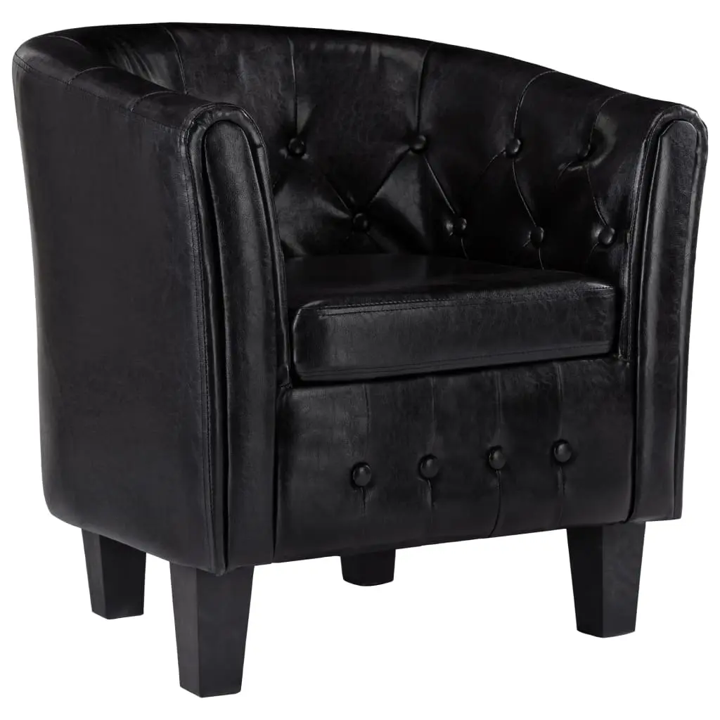 vidaXL Tub Chair Black Faux Leather