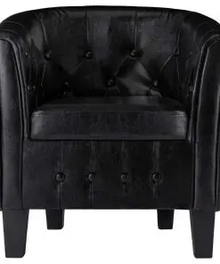 vidaXL Tub Chair Black Faux Leather
