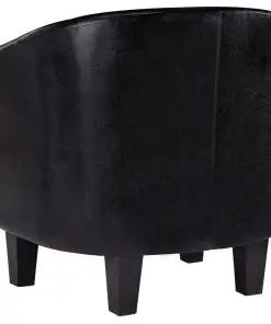 vidaXL Tub Chair Black Faux Leather