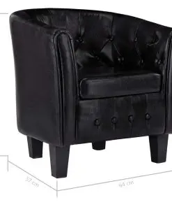 vidaXL Tub Chair Black Faux Leather