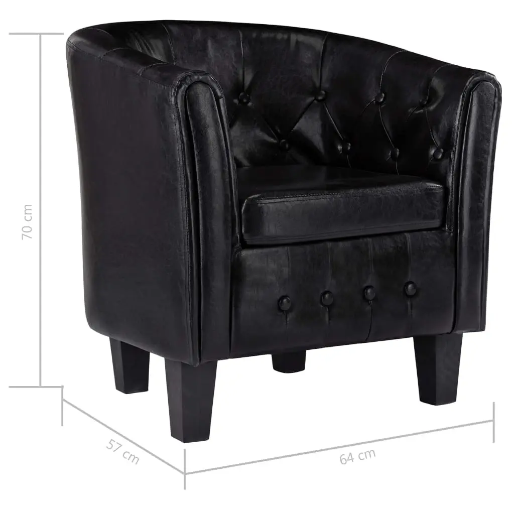 vidaXL Tub Chair Black Faux Leather