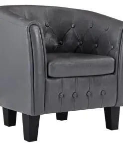 vidaXL Tub Chair Grey Faux Leather