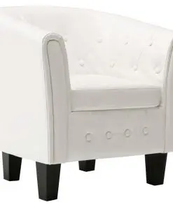 vidaXL Tub Chair White Faux Leather