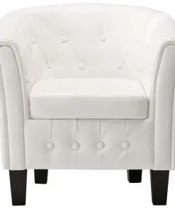 vidaXL Tub Chair White Faux Leather