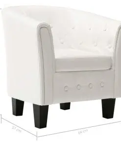 vidaXL Tub Chair White Faux Leather