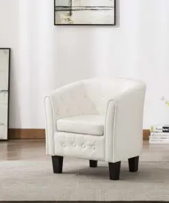 vidaXL Tub Chair White Faux Leather