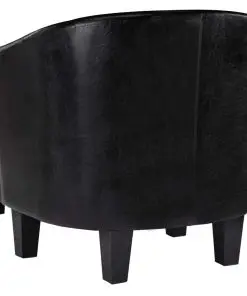 vidaXL Tub Chair with Footstool Black Faux Leather