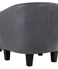 vidaXL Tub Chair with Footstool Grey Faux Leather