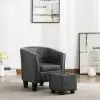 vidaXL Tub Chair with Footstool Grey Faux Leather