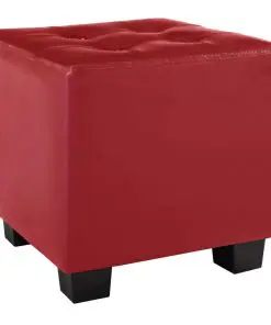vidaXL Tub Chair with Footstool Red Faux Leather