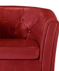 vidaXL Tub Chair with Footstool Red Faux Leather