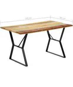vidaXL Dining Table 140x80x76 cm Solid Reclaimed Wood