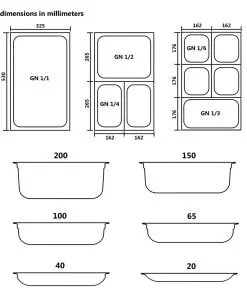 vidaXL Gastronorm Containers 4 pcs GN 1/1 40 mm Stainless Steel