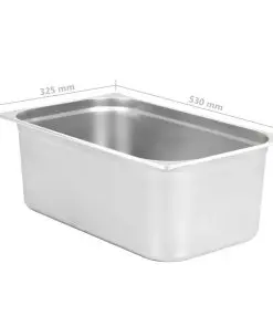 vidaXL Gastronorm Containers 2 pcs GN 1/1 200 mm Stainless Steel