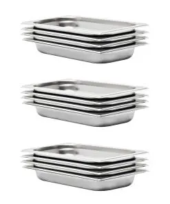 vidaXL Gastronorm Containers 12 pcs GN 1/3 40 mm Stainless Steel