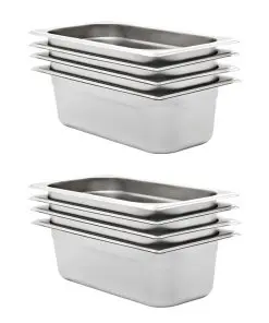 vidaXL Gastronorm Containers 8 pcs GN 1/3 100 mm Stainless Steel