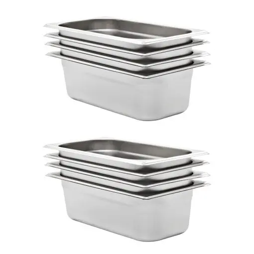 vidaXL Gastronorm Containers 8 pcs GN 1/3 100 mm Stainless Steel