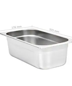 vidaXL Gastronorm Containers 8 pcs GN 1/3 100 mm Stainless Steel