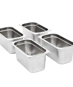 vidaXL Gastronorm Containers 4 pcs GN 1/3 150 mm Stainless Steel