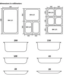 vidaXL Gastronorm Containers 4 pcs GN 1/3 150 mm Stainless Steel