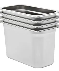 vidaXL Gastronorm Containers 4 pcs GN 1/3 200 mm Stainless Steel