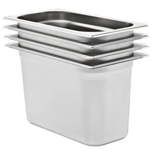 vidaXL Gastronorm Containers 4 pcs GN 1/3 200 mm Stainless Steel