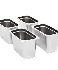 vidaXL Gastronorm Containers 4 pcs GN 1/3 200 mm Stainless Steel