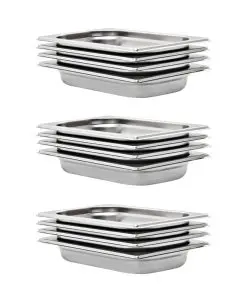 vidaXL Gastronorm Containers 12 pcs GN 1/4 40 mm Stainless Steel