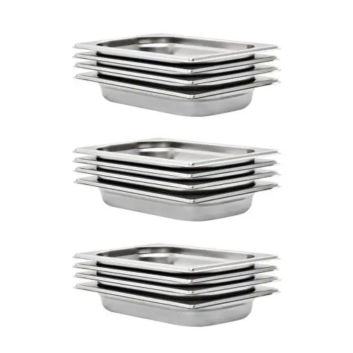 vidaXL Gastronorm Containers 12 pcs GN 1/4 40 mm Stainless Steel