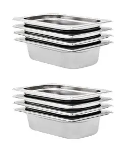 vidaXL Gastronorm Containers 8 pcs GN 1/4 65 mm Stainless Steel