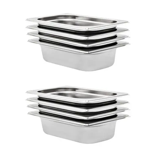 vidaXL Gastronorm Containers 8 pcs GN 1/4 65 mm Stainless Steel
