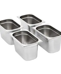 vidaXL Gastronorm Containers 4 pcs GN 1/4 150 mm Stainless Steel
