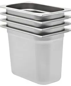 vidaXL Gastronorm Containers 4 pcs GN 1/4 200 mm Stainless Steel