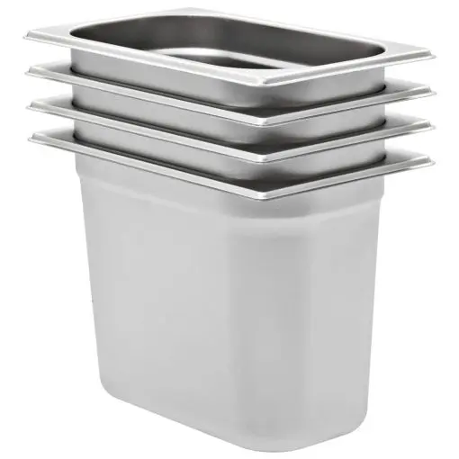 vidaXL Gastronorm Containers 4 pcs GN 1/4 200 mm Stainless Steel