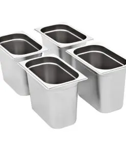 vidaXL Gastronorm Containers 4 pcs GN 1/4 200 mm Stainless Steel