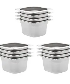 vidaXL Gastronorm Containers 12 pcs GN 1/6 100 mm Stainless Steel