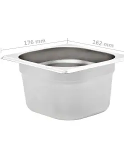 vidaXL Gastronorm Containers 12 pcs GN 1/6 100 mm Stainless Steel