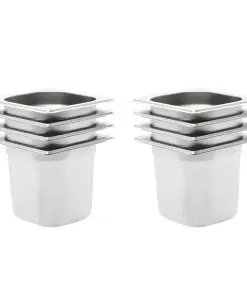 vidaXL Gastronorm Containers 8 pcs GN 1/6 150 mm Stainless Steel