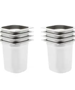 vidaXL Gastronorm Containers 8 pcs GN 1/6 200 mm Stainless Steel