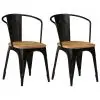 vidaXL Dining Chairs 2 pcs Black Solid Mango Wood
