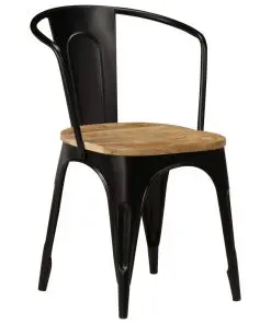 vidaXL Dining Chairs 2 pcs Black Solid Mango Wood