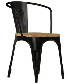 vidaXL Dining Chairs 2 pcs Black Solid Mango Wood